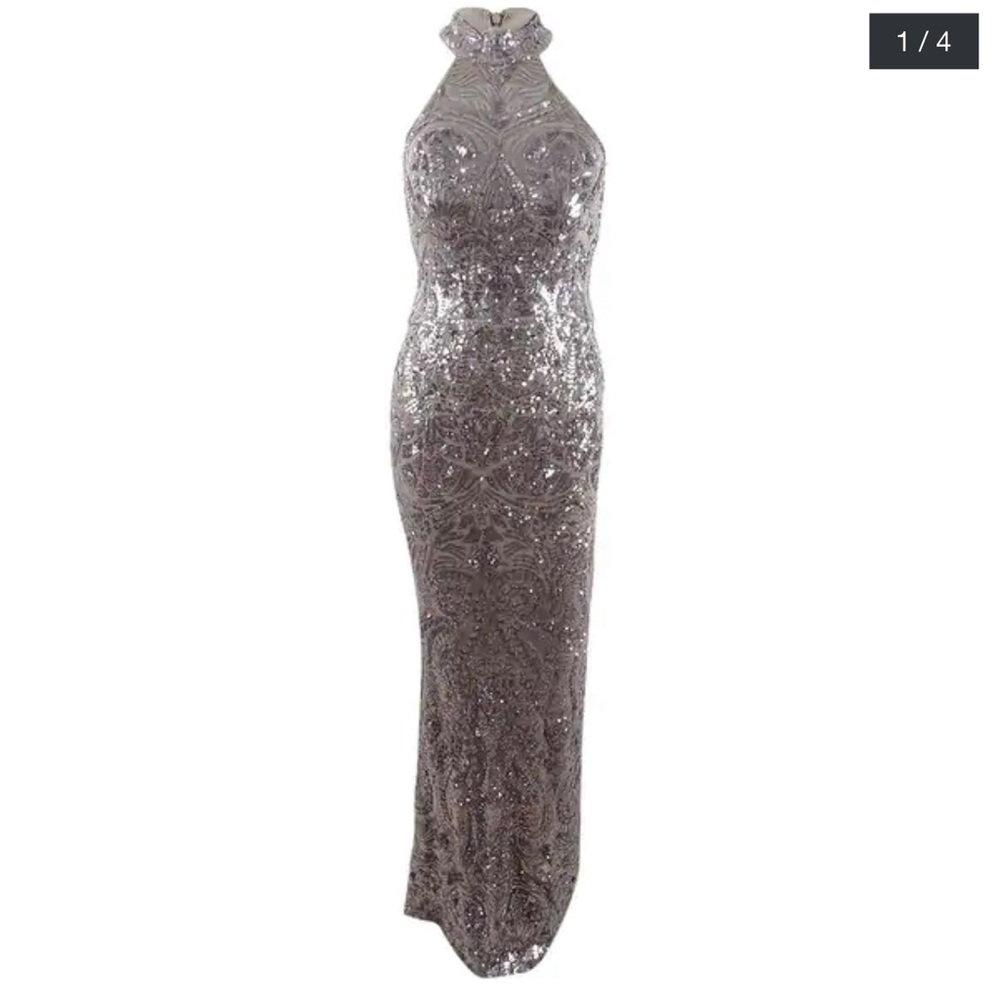 Betsy Adam size 2 halter sequin gown